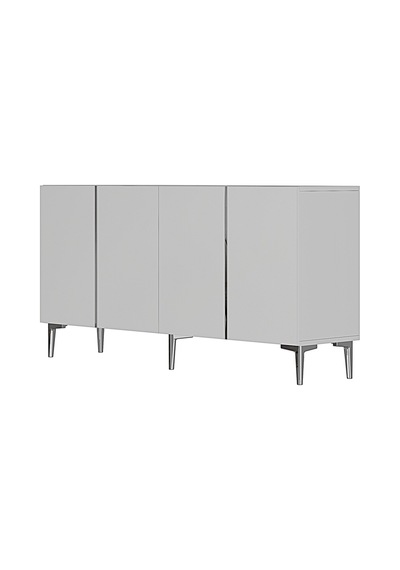 Ka1524bs Poli Konsol Ve Tv Sehpası Beyaz-silver 150cm Beyaz - Gümüş