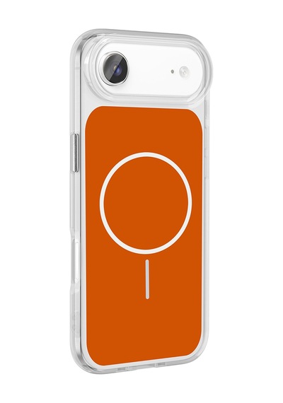 Apple Uyumlu iPhone 17 Air Kılıf Metal Buton Tasarımlı Zore İkonik Sert Silikon Kapak Turuncu