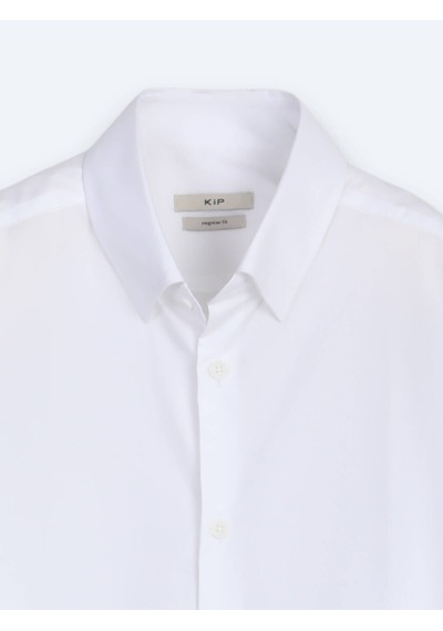 Kip Beyaz Çizgili Regular Fit Uzun Dokuma Casual %100 Pamuk Gömlek