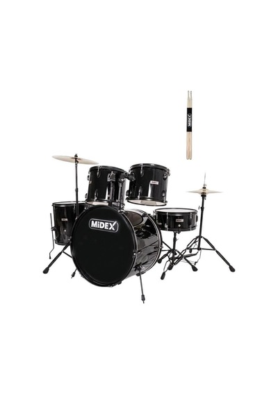 Midex CD900X-BK 22'' Yetişkin Akustik Bateri Davul Seti 22B-13T-12T-16F-14S (5 Parça)