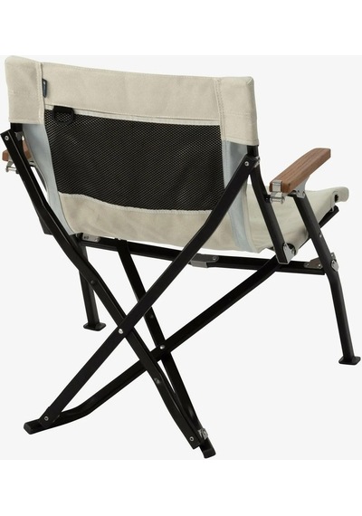 Snow Peak Luxury Low Beach Chair, Katlanabilir Kamp Sandalyesi, Ahşap Kollu, Düşük Sırtlı Krem