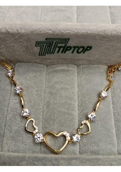 Tiptop/ Gold Renk Kalp Model Zirkon Taşlı Bileklik Altın - Gold