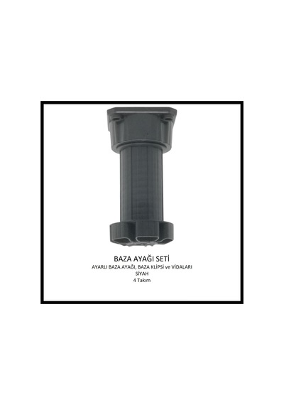 Baza Ayağı Seti, 10 Cm, Siyah, 4 Takım Siyah