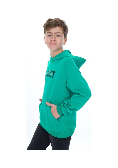 Toontoy Kids Toontoy Erkek Çocuk Flaunt Baskılı Sweatshirt Koyu Yeşil