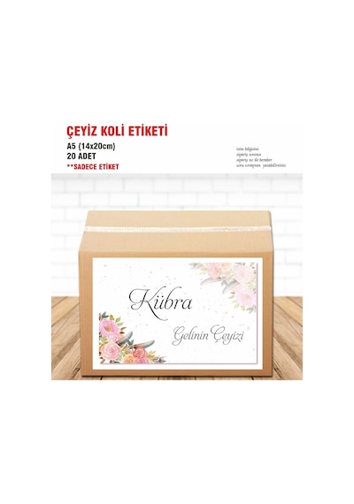 Isimli Çeyiz Kolisi Etiketi A5 14x20cm 20 Adet Etiket Diğer