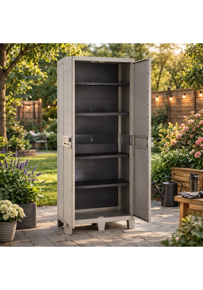 Evinizin Atölyesi Dolap Bahçe Dolabı, Balkon Dolabı, Banyo Dolabı 78x46x182cm Açık Gri -