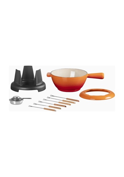 Le Creuset 6 Kişilik Lüks Döküm Fondü Seti Mutfak Ekipmanları Turuncu