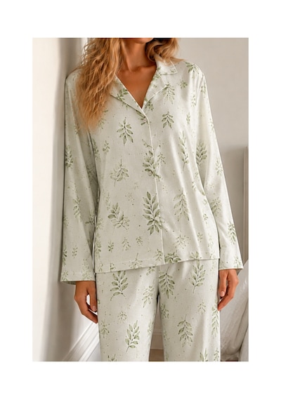 Fit Women Kadın Bürümcük Tam Boy Çağla Yeşili Pijama Takımı