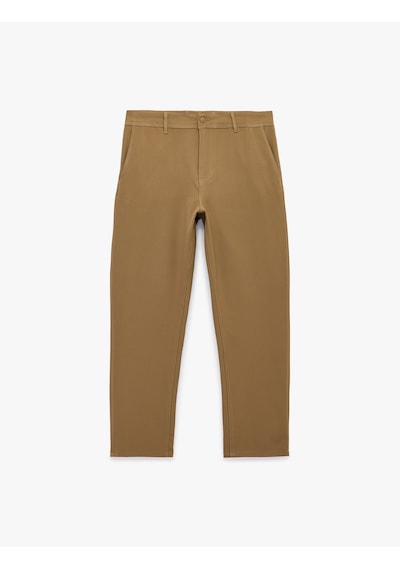 Koton Viskon Karışımlı Cepli Slim Fit Kumaş Pantolon Vizon 6sam40079hw