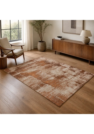 Kartela Halı Lora Halı Kaymaz Taban Makinede Yıkanabilir Halı Bakır - 100 X 150 Cm