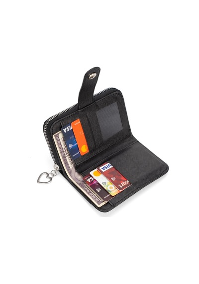 Newish Polo Kadın Kağıt Para Bölmeli Kartlık Ve Cüzdan - New411 Siyah