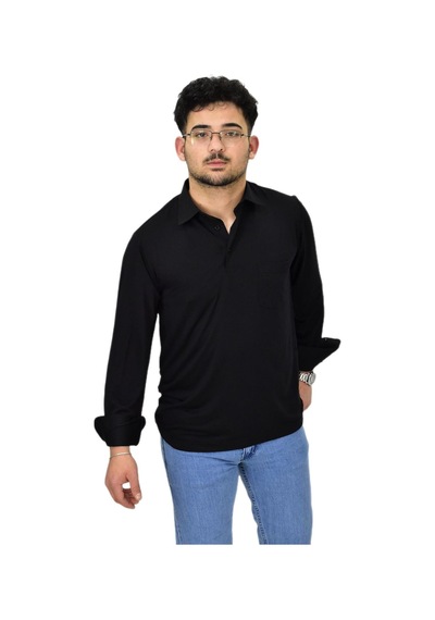 Erkek Gömlek Yaka Uzunkol Tişört T6063 Bgl-st04542 Siyah