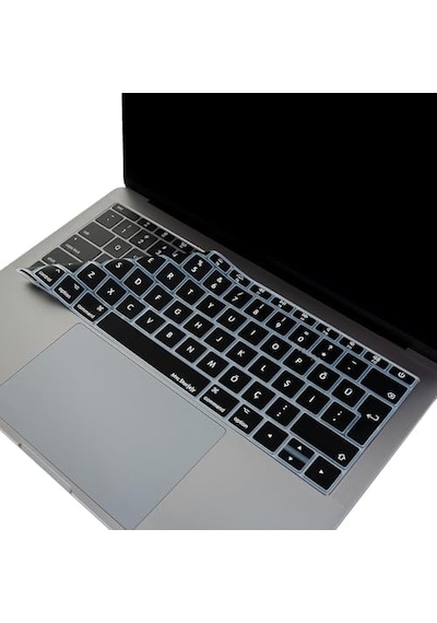 Macbook Klavye Koruyucu A1534 A1708 Uyumlu Türkçe Q Baskılı Silikon Klavye Koruyucu Uk Enter Siyah