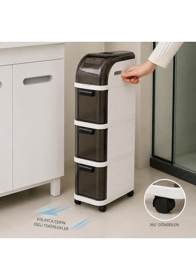 Ayrex Pro Slim Tekerlekli Organizer Dolap, 4 Çekmeceli Dar Alan Depolama Ünitesi, Banyo, Mutfak Ve Çamaşır Odası Diğer Ayrex Pro Slim Tekerlekli Organizer Dolap, 4 Çekmeceli Dar Alan Depolama Ünitesi, Banyo, Mutfak Ve Çamaşır Odası Diğer