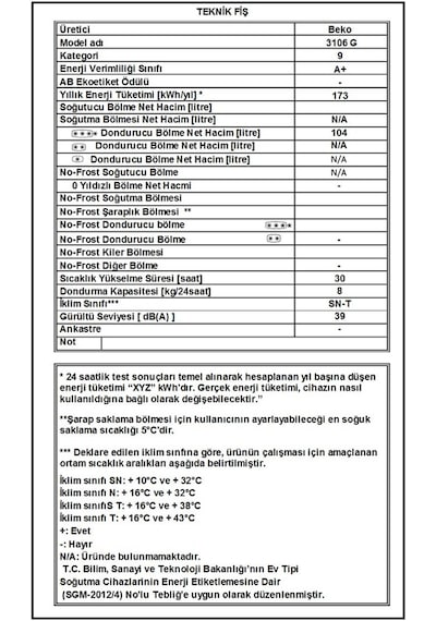 Beko 3106 G Sandık Tipi Derin Dondurucu