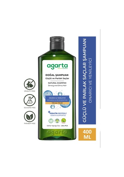 Agarta Güçlü Ve Parlak Saçlar İçin Bitkisel Tuzsuz Şampuan 400 ML