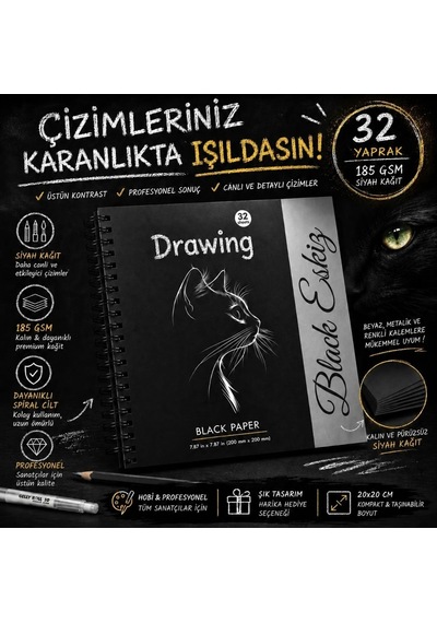 DreamArt Galery Black Eskiz Defteri 20x20 32 Yaprak