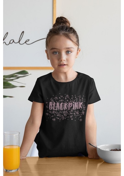 Sevbano Blackpink Baskılı Unisex Müzik Grubu Çocuk Tişört 1-12 Yaş Siyah