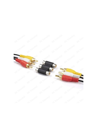 3 Rca Dişi-Dişi Av Video Ses Kablosu Birleştirme Adaptörü