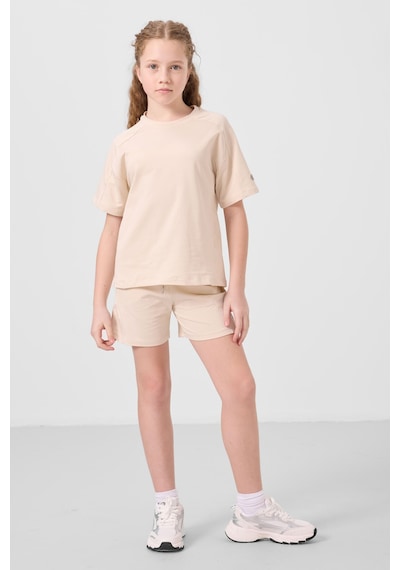Bej Pamuklu Yumuşak Dokulu Standart Fit Basic Kız Çocuk Şort Takım - 75184 Bej
