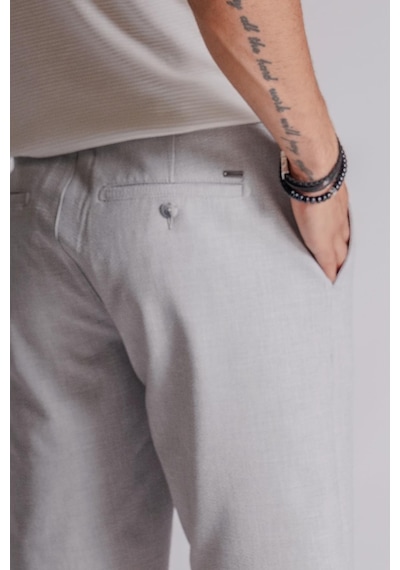 Braccas Erkek Yandan Cepli Klasik Bel Slim Fit Chino Şort Gri Gri