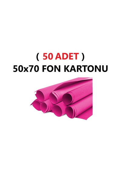 50 Adet 50x70 Cm Fuşya Renkli Fon Kartonu Rulo Canlı Renk Büyük Boy Anaokulu Kreş Okul