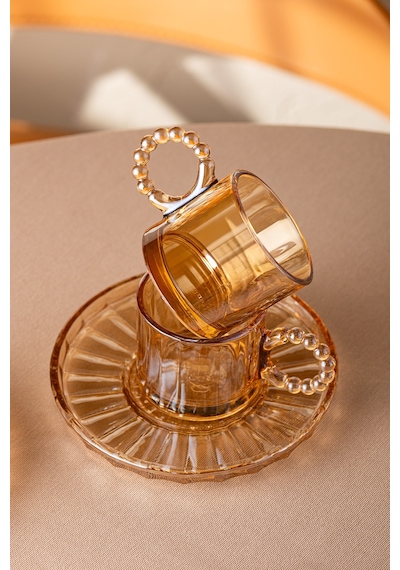 Emsan Muhabbet Amber 6'lı Cam Kahve Fincanı 100 Ml Amber