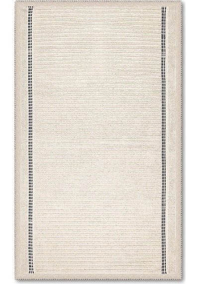 Bluenity Nice Doğal Pamuklu 2'li Banyo Kilim Seti 60x100+50x60 Cm - Ekru/lacivert