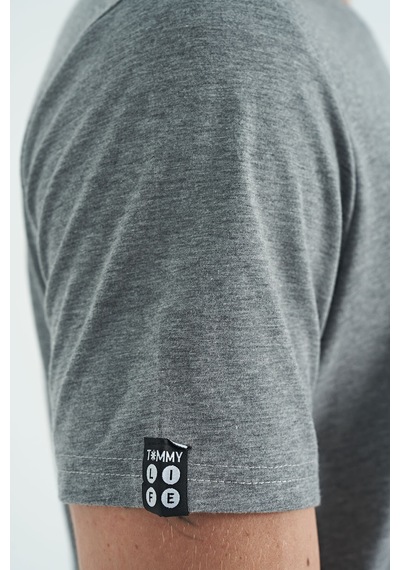 Tommy Life Gri Melanj Erkek Basic Kısa Kol Standart Kalıp O Yaka T-shirt - 87911 GRI MELANJ