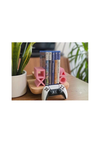 Ps5 Logolu Cd Stand Rafı, İkonik Tuş Simgeli Oyun Kutusu Cd Rafı Stand Organizer12