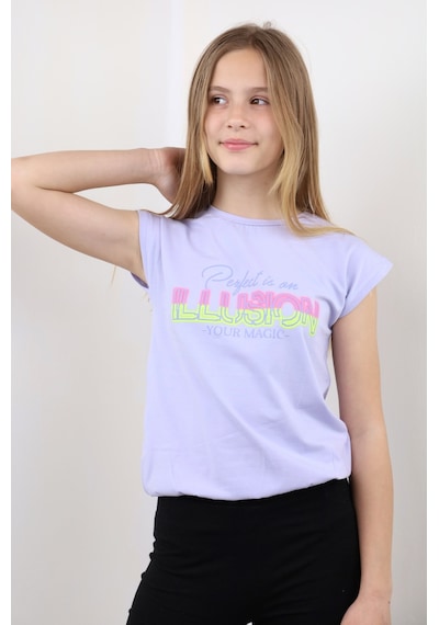 Toontoy Kids Toontoy Kız Çocuk Illusıon Baskılı Tişört Mavi