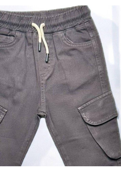Çikoby Erkek Çocuk Kargo Cep Detaylı Beli Paçası Lastikli Pantolon-14858 Füme