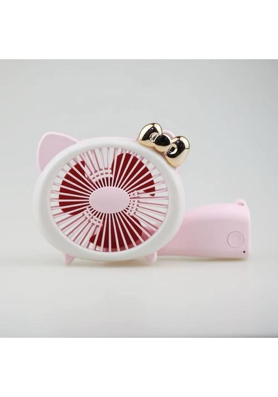 Mini El Fanı Şarjlı Taşınabilir Katlanır Ledli Vantilatör Pembe