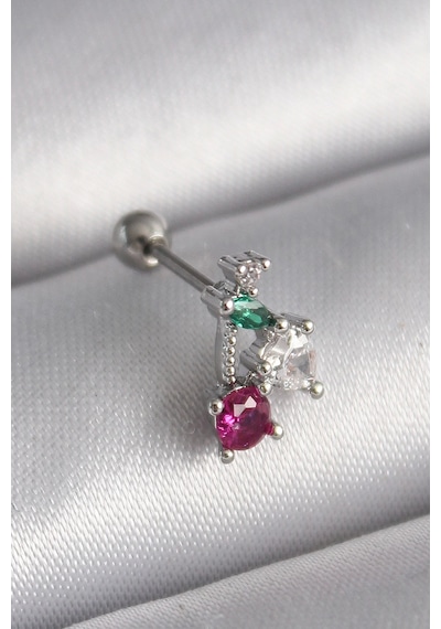 316l Çelik Gümüş Renk Zirkon Taşlı Tragus Piercing Belirtilmemiş