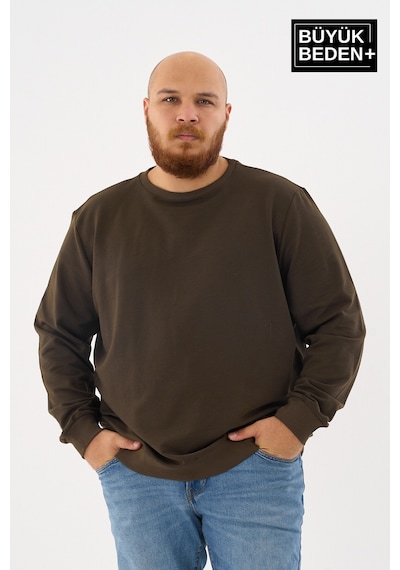 Superlife Erkek Büyük Beden Bisiklet Yaka İnce Sweatshirt Regular Fit %64 Pamuklu Spr26bsw956 Haki