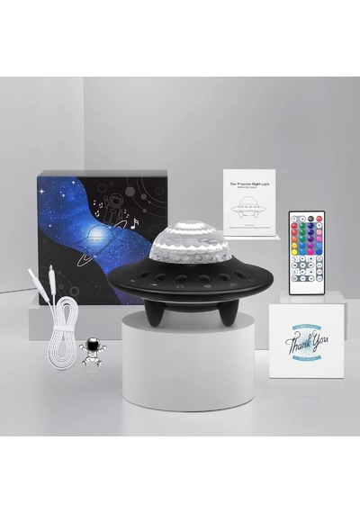 Techtic Ufo 3in1 Starry Galaxy Yıldız Gece Lambası Hoparlör Siyah