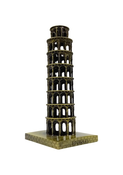 Vintage Metal İtalya Pisa Kulesi Biblo Antik Bronz 16 Cm