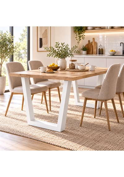 Evkolleksiyon Trapez Tipi Metal Masa Ayağı 2'li Takım 60x72 Cm 60x60 Çelik Profil Beyaz