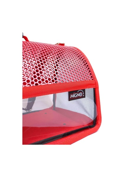 Tr Flybag Voyager Fileli Şeffaf Model Kedi Köpek Taşıma Çantası, 46x30x27 Cm, Kırmızı