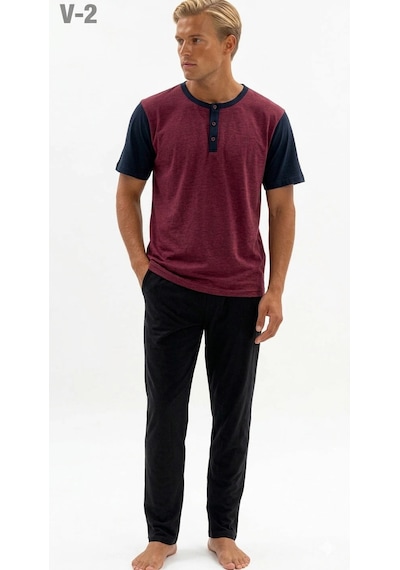 Alfa Aksesuar 03 Kly Battal Erkek Pijama Takımı 2205 Bordo