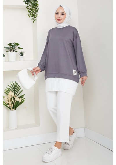 Bestenur Arma Detay Piliseli Oysho Tunik 1627 - Antrasit Antrasit