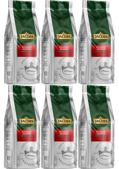 Jacobs Banquet Medium Çekirdek Kahve 1kg Espresso Beans 6lı Set Çekirdek