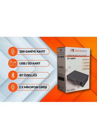 Technozi Pazarcı Anfisi Taşınabilir Ses Sistemi Usb Sd Fm Bluetooth Destekli