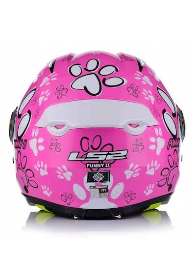 Ls2 Funny 2 Paws Pembe Çocuk Motosiklet Kaskı Beyaz - Pembe