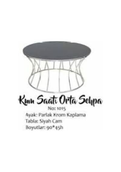 Brc Kum Saati Orta Sehpa Model 1015 Temper Siyah Düz Cam Metal