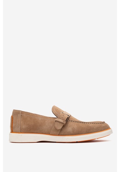 Dericlub Erkek Hafif Tabanlı Toka Detaylı Loafer Gerçek Süet Deri Cr 2406 Vizon