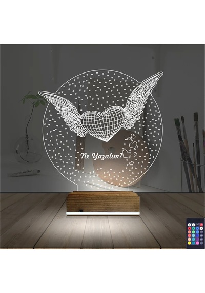Luvivia Kalp Melek Sevgiliye Hediye Kişiye Özel 3d Lamba - Masa Gece Lambası