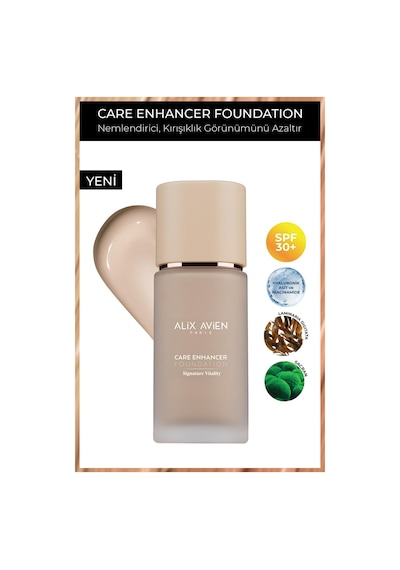 Alix Avien   Nemlendirici SPF30 Parlak Bitişli Fondöten Care Enhancer 801 Gentle Pink