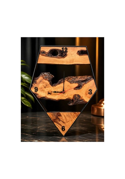Doğal Zeytin Ahşap Duvar Saati 47x62 Cm El Yapımı Dekoratif Modern Duvar Saati Geometrik Metal Çerçeveli Şık Tasarım Kahverengi Doğal Zeytin Ahşap Duvar Saati 47x62 Cm El Yapımı Dekoratif Modern Duvar Saati Geometrik Metal Çerçeveli Şık Tasarım Kahverengi