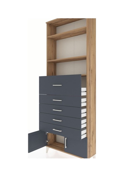 Arges Dolap 3 Raflı 5 Çekmeceli 2 Kapaklı 88x30x243 Çam-antrasit Atlas Çam Arges Dolap 3 Raflı 5 Çekmeceli 2 Kapaklı 88x30x243 Çam-antrasit Atlas Çam